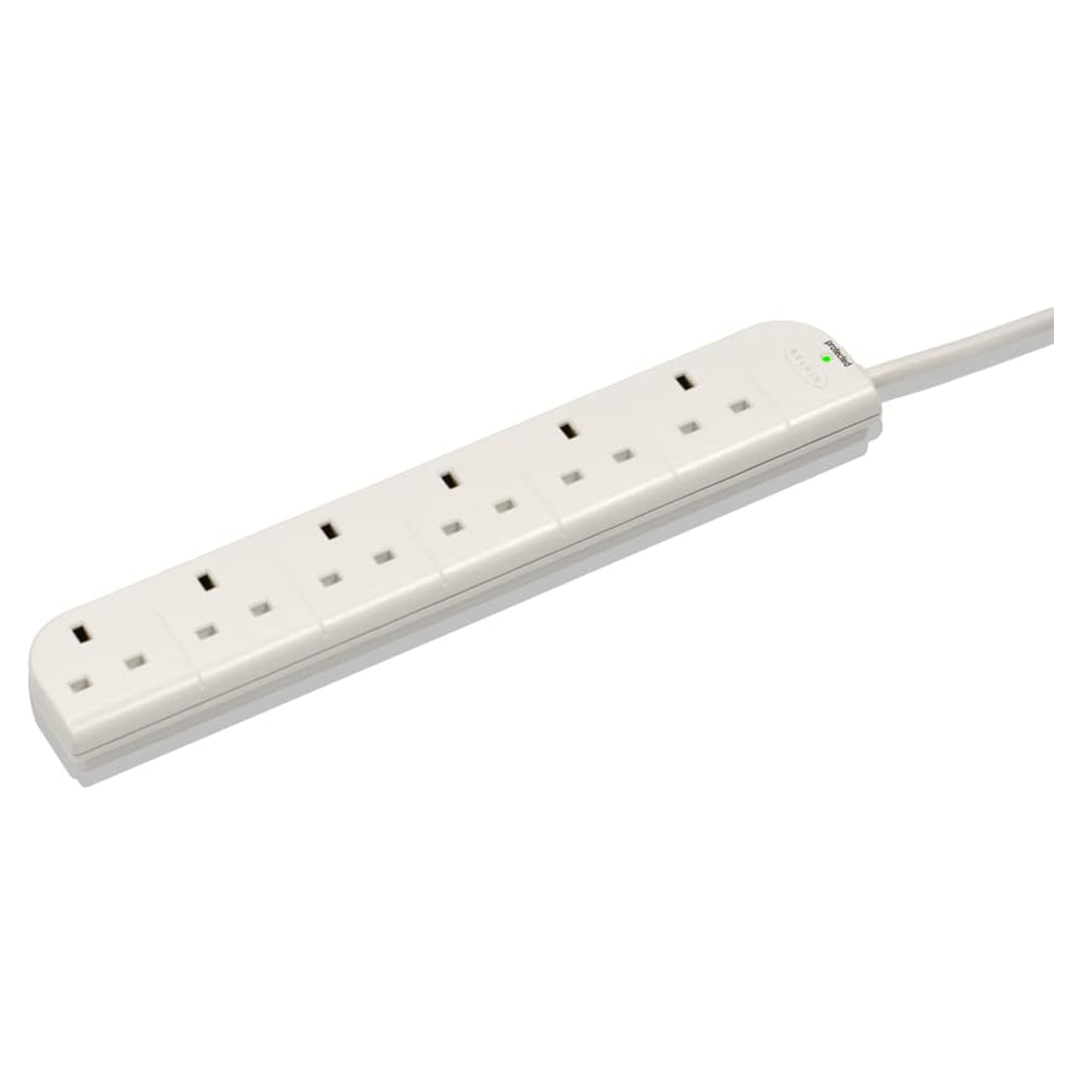 وصلة تمديد بيلكين E Series 6 Plug SurgeStrip Surge المحمية - أبيض وصلة تمديد بيلكين E Series 6 Plug SurgeStrip Surge المحمية - أبيض